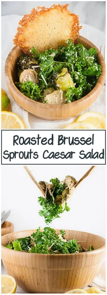 Wooden bowl with caesar salad.