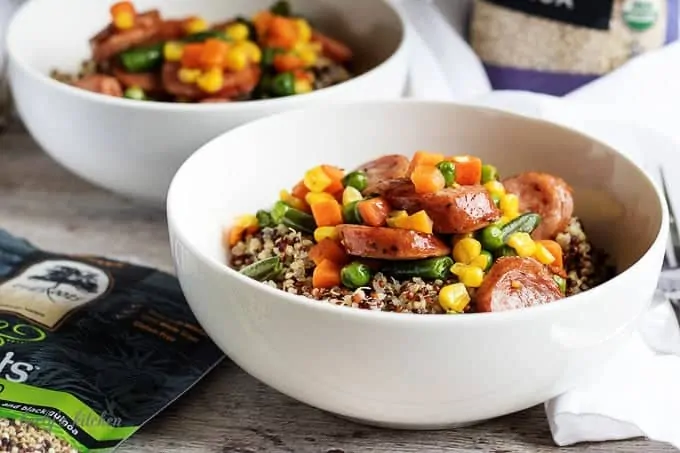 Looking for an easy and delicious weeknight meal idea? Then try our sausage and veggie stir fry over quinoa. It's a healthier twist on a classic stir-fry!