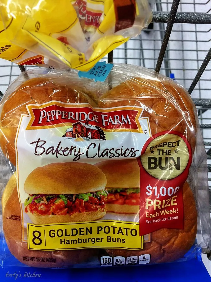 A close-up view of the bakery classic buns for the bacon cheeseburgers.