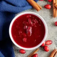 The last photo shows the finished homemade cranberry sauce in a bowl accented with cinnamon sticks.