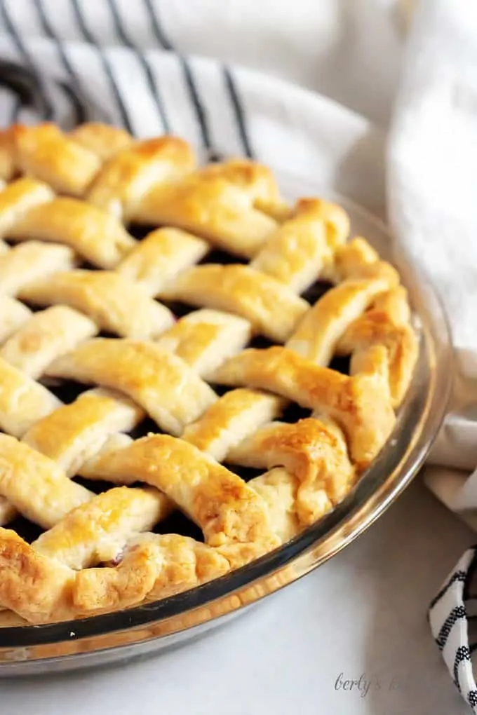 Another picture of the blueberry pie after the crust has cooked to a perfect golden brown