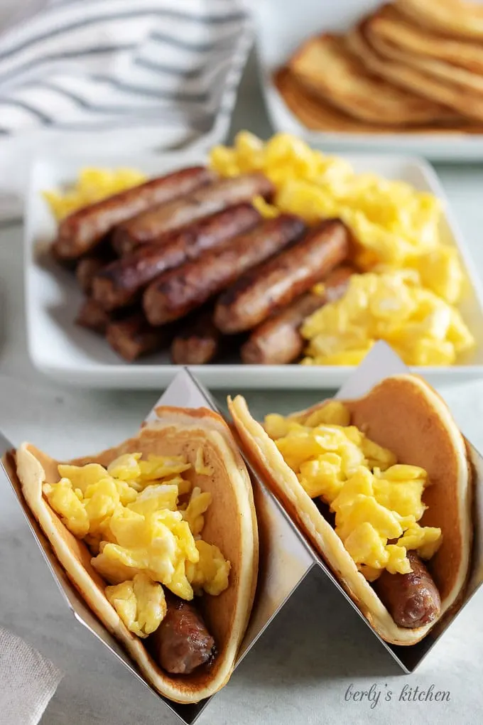 Pancakes And Sausage Breakfast Tacos Berly S Kitchen