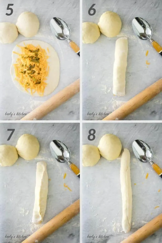 Second collage of photos for jalapeno cheese braided bread.