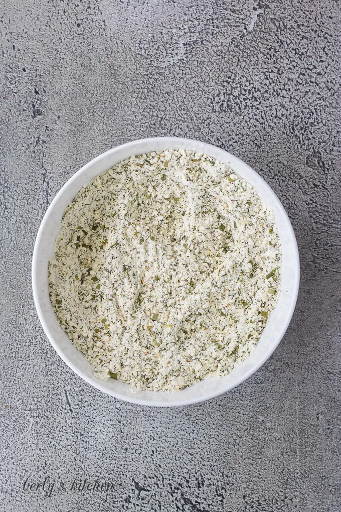 The spices have been whisked together in a small bowl.