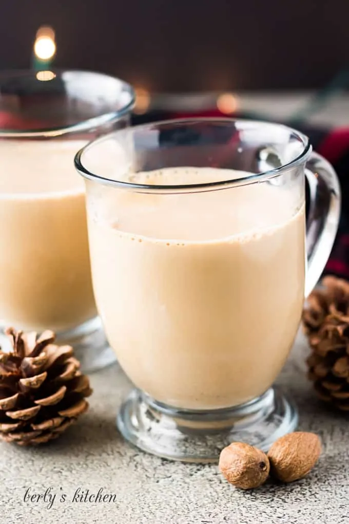 The eggnog lattes have been mixed without any special garnishments.