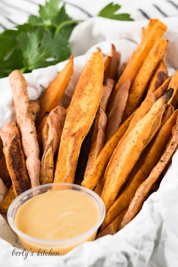 Sweet potato french fries with maple butter.