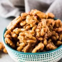 A close up of the finished snack in a bowl.