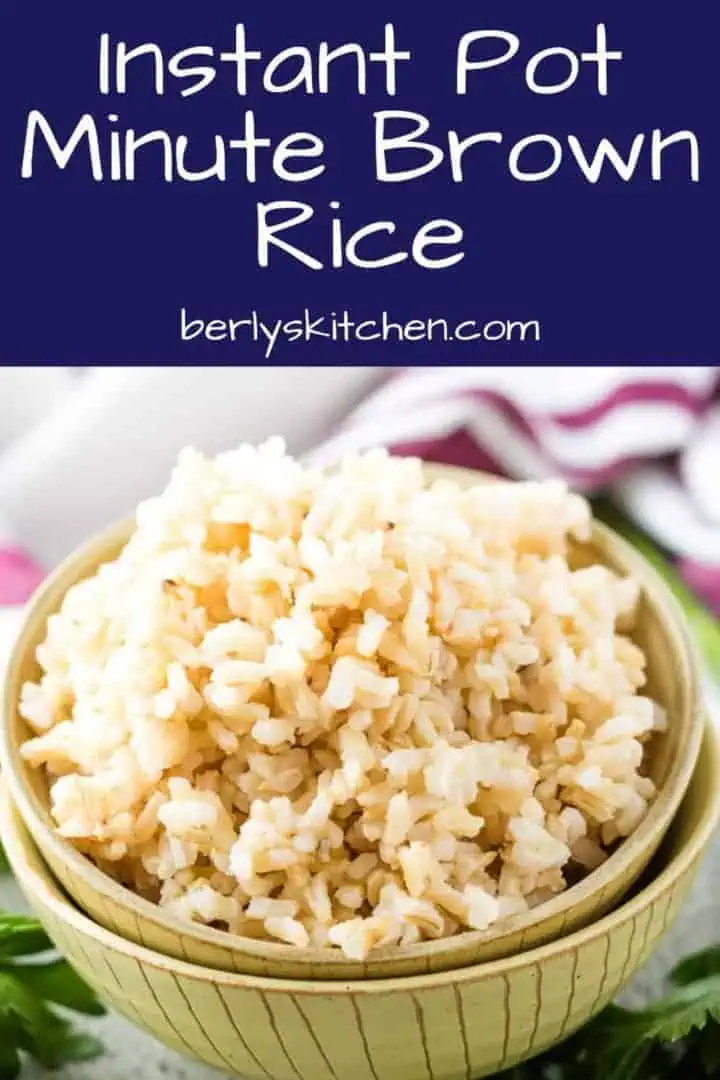 A close-up of the cooked instant brown rice in a bowl.