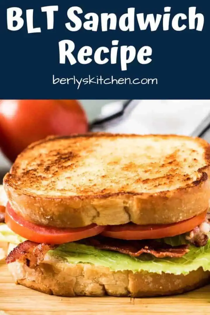 The blt sandwich on buttery toasted sourdough bread.