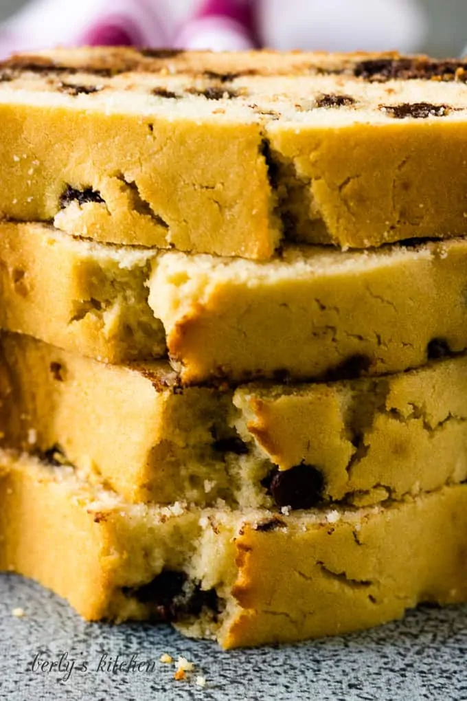 A close-up of the cake showing the soft crust.