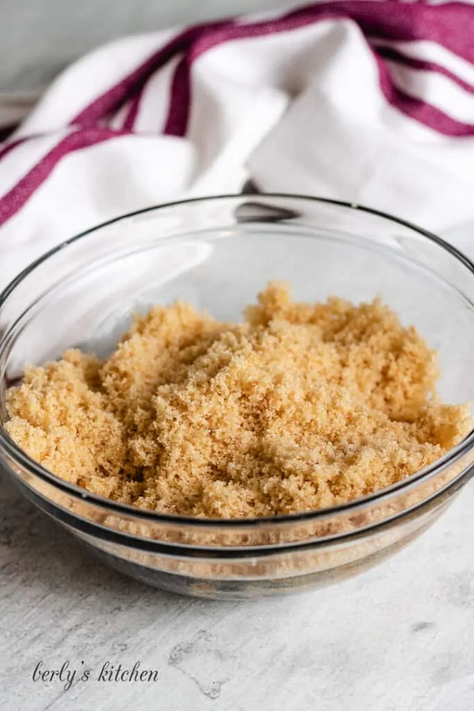 The finished light sugar in a mixing bowl.