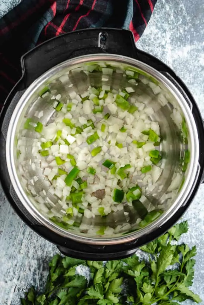 Onions and peppers sauteing in the machine.