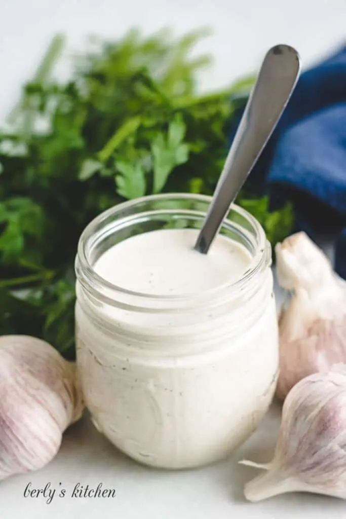 The finished condiment in a jar with a spoon.