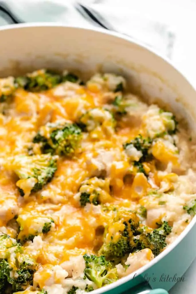 A close-up of the stove-top casserole in a pan.