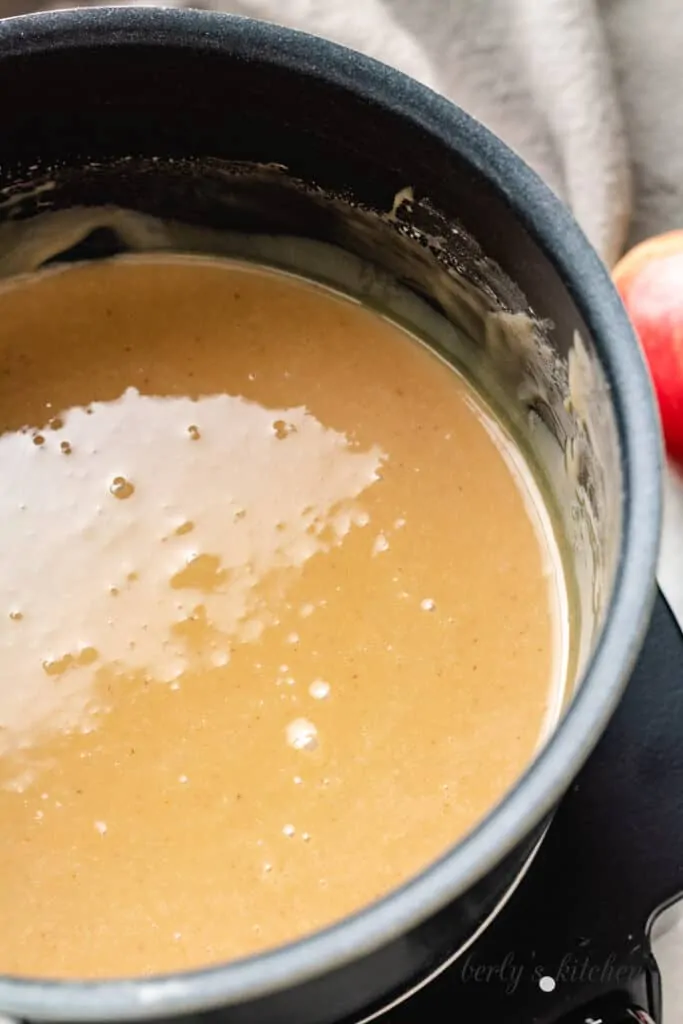 The squares and milk combined into a caramel sauce.