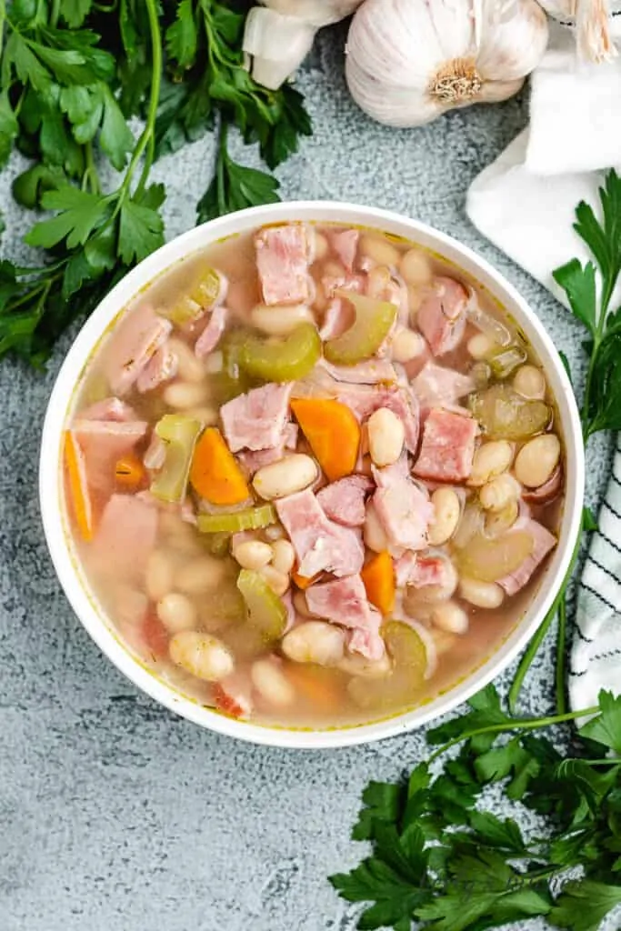 An aerial view of the fresh cooked soup.