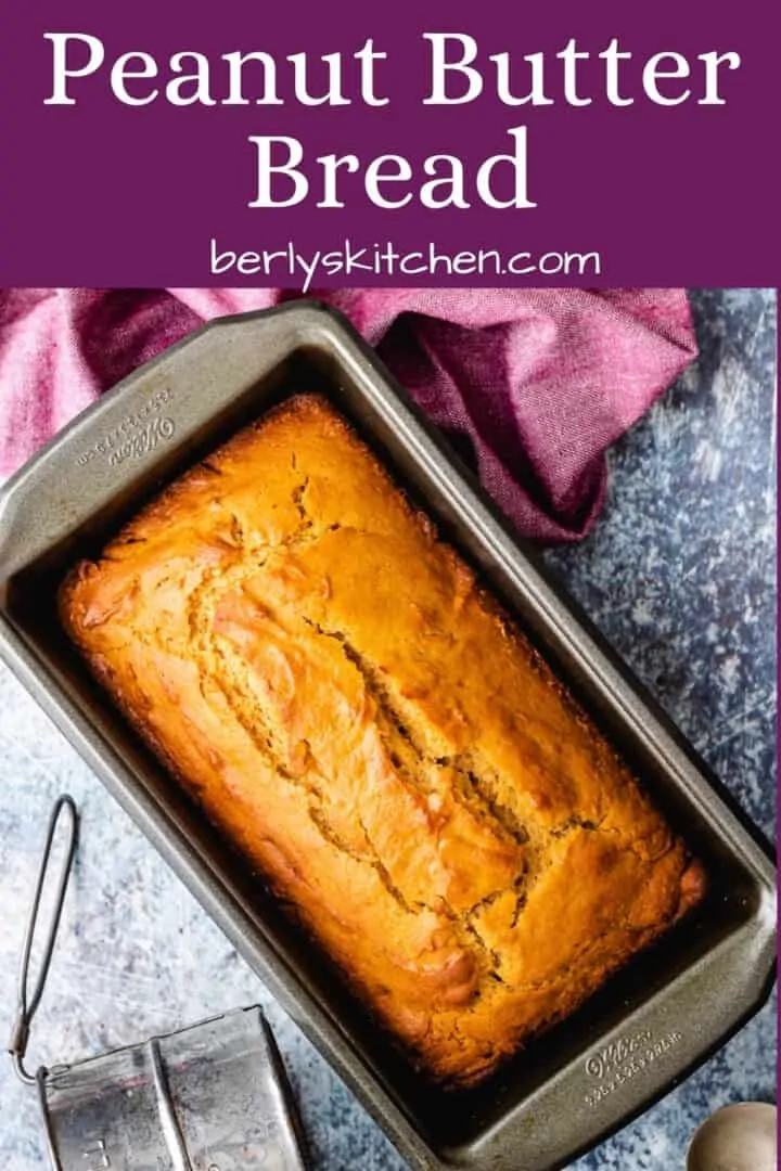 Top-point view of the unsliced peanut butter bread.