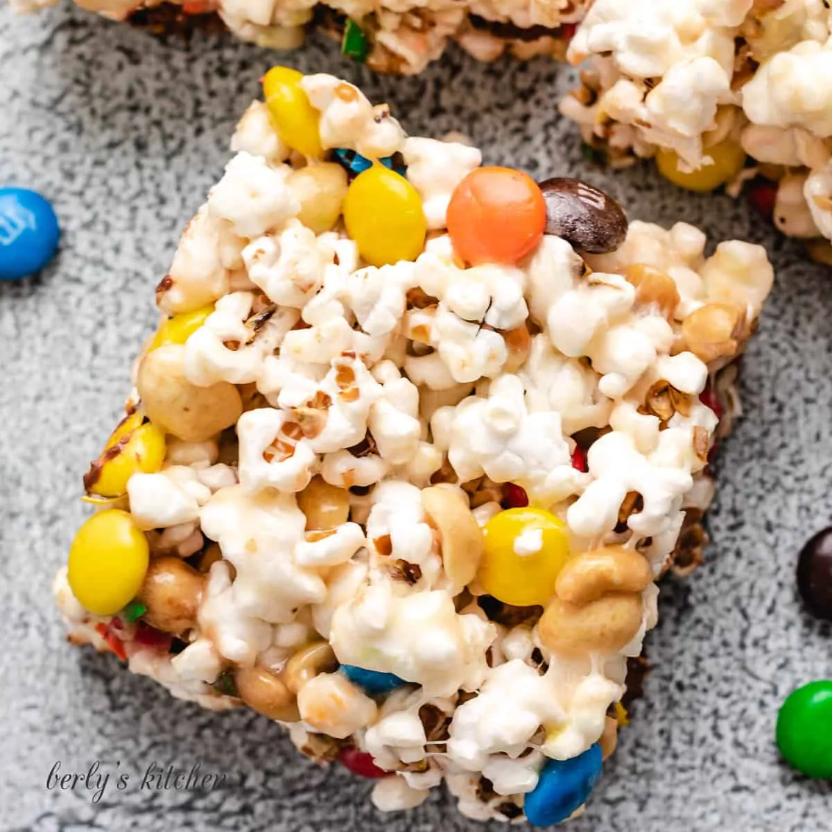 Top-down view of a popcorn bar showing the candies.