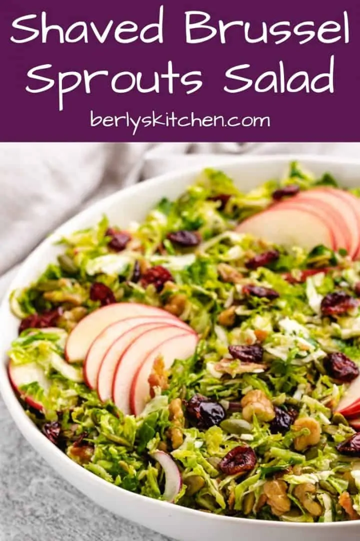 A shaved brussel sprout salad served in a bowl.