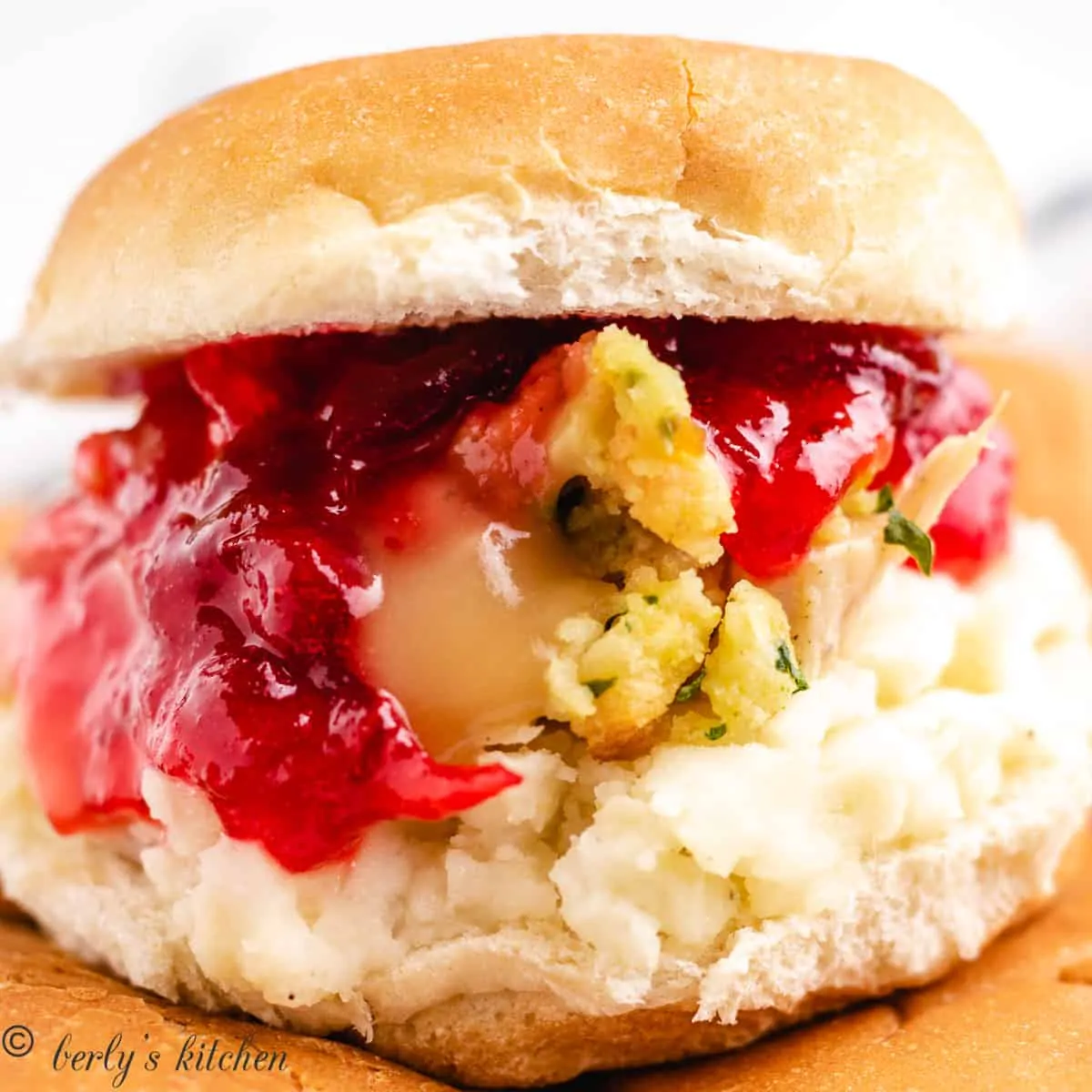 A thanksgiving slider on made with all the fixings.