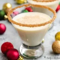 The eggnog martini garnished with nutmeg and cinnamon.