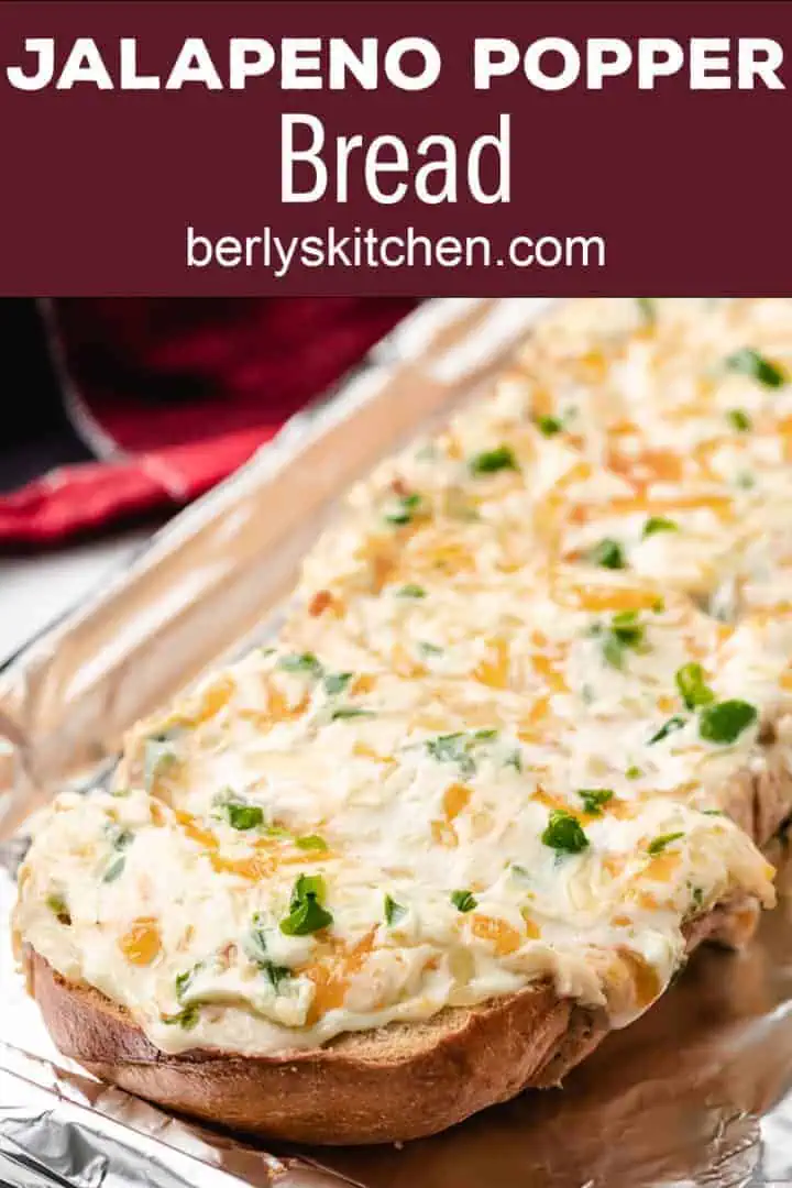 The finished jalapeno popper bread on a sheet pan.