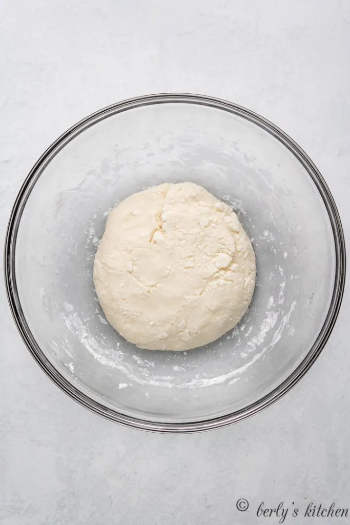 The peppermint filling in a mixing bowl.