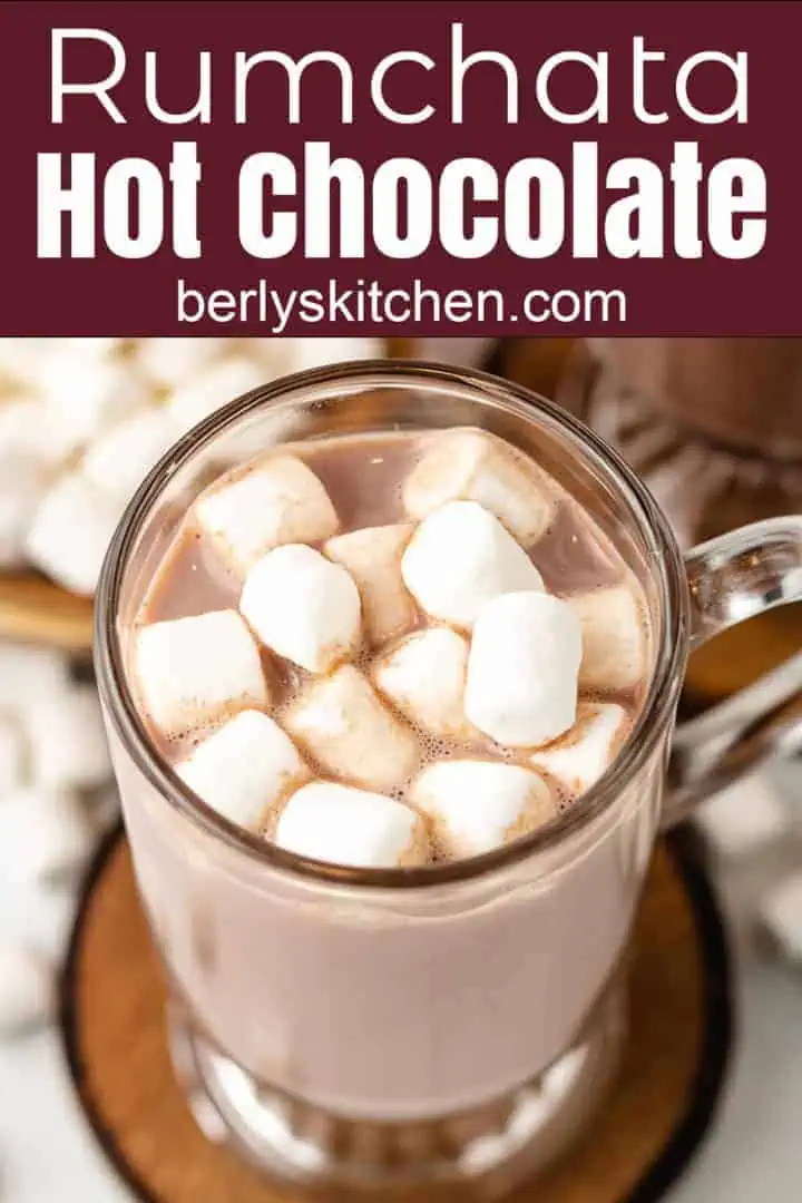 Rumchata hot cocoa served with marshmallows.