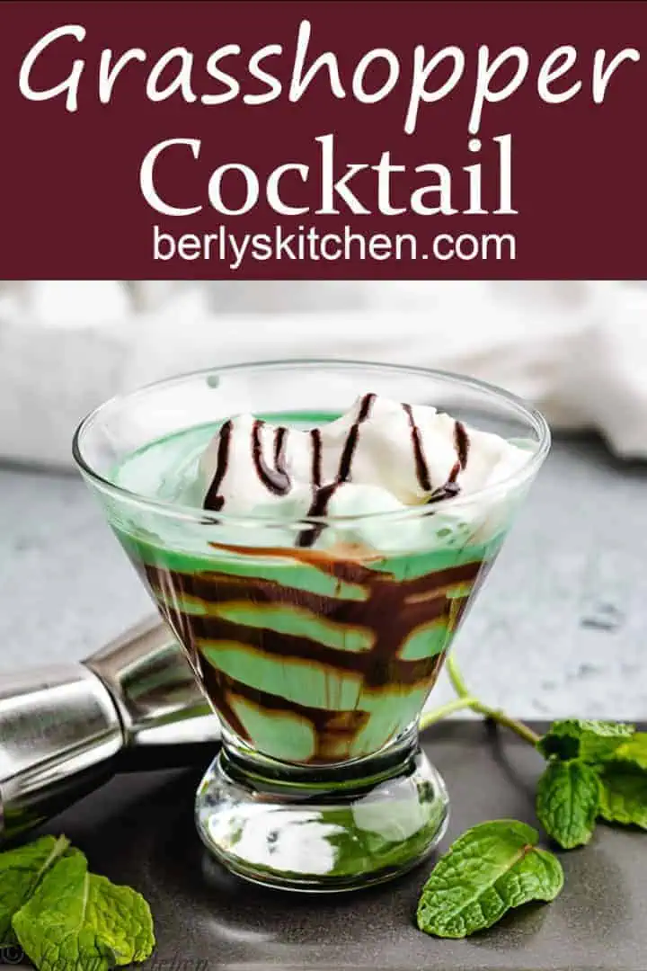 Crème de menthe cocktail topped with homemade whipped cream.