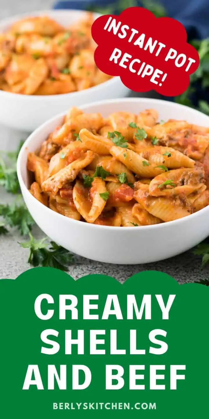 Instant pot shells and beef in white bowls.