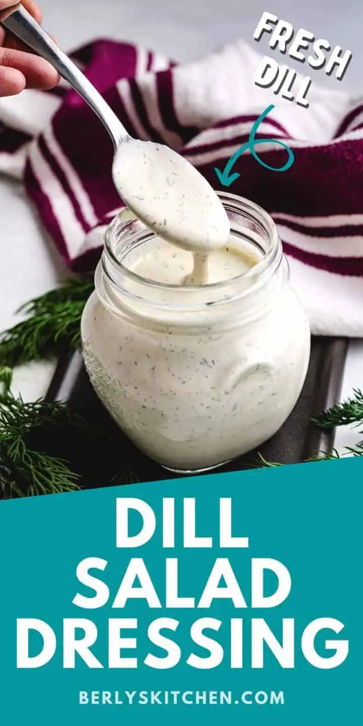 Dill salad dressing in a jar.