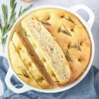 Circular pan with a loaf of bread.