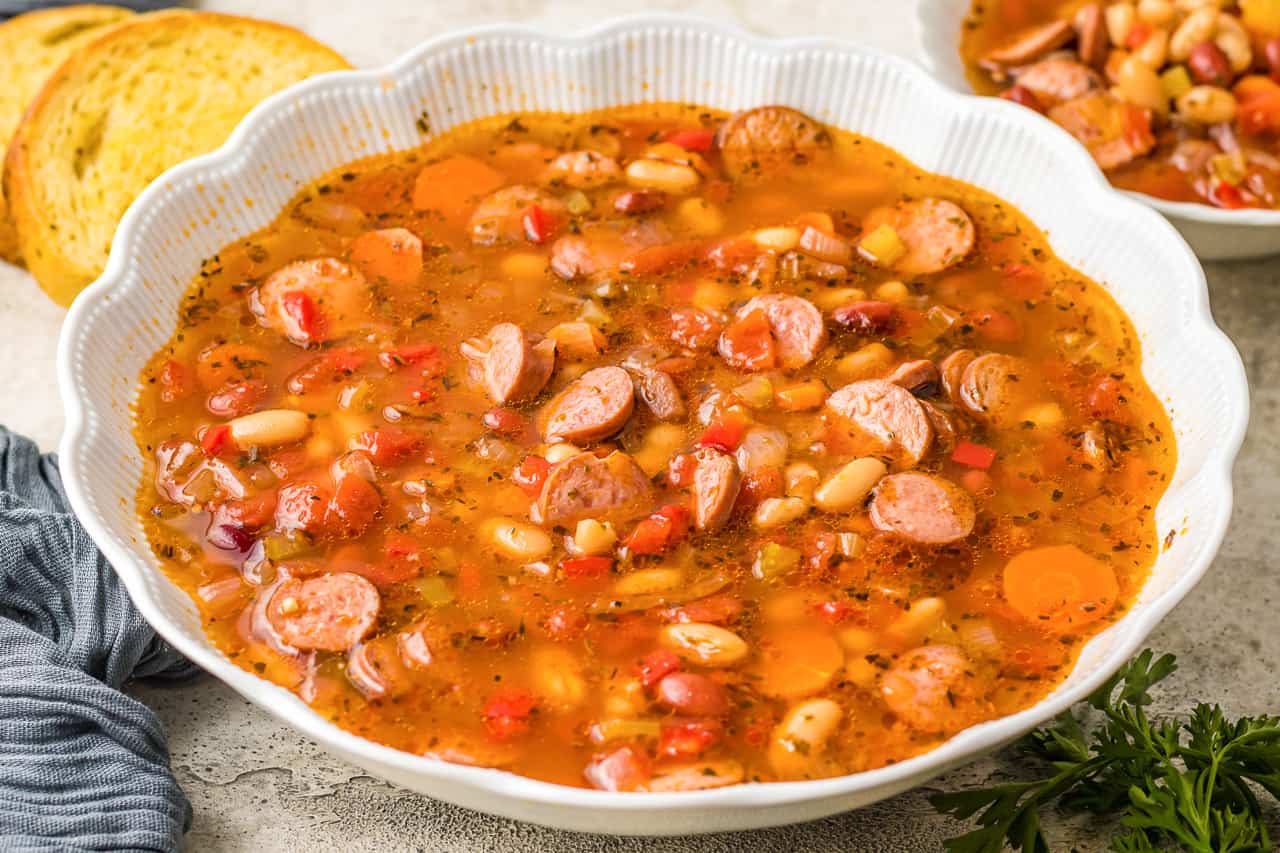 Slow Cooker Sausage And Bean Soup | Berly's Kitchen