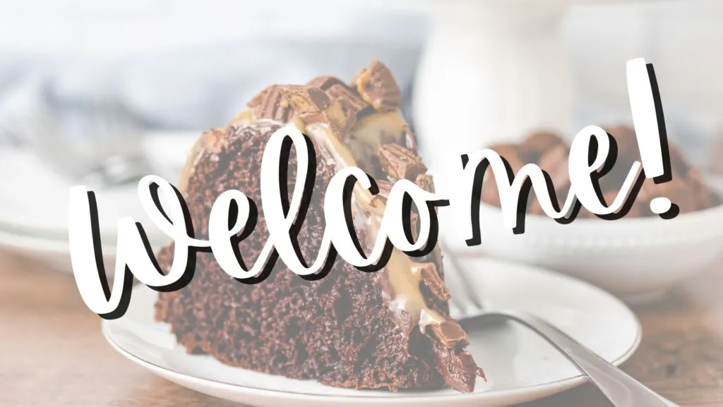 Piece of cake with "welcome" written across.