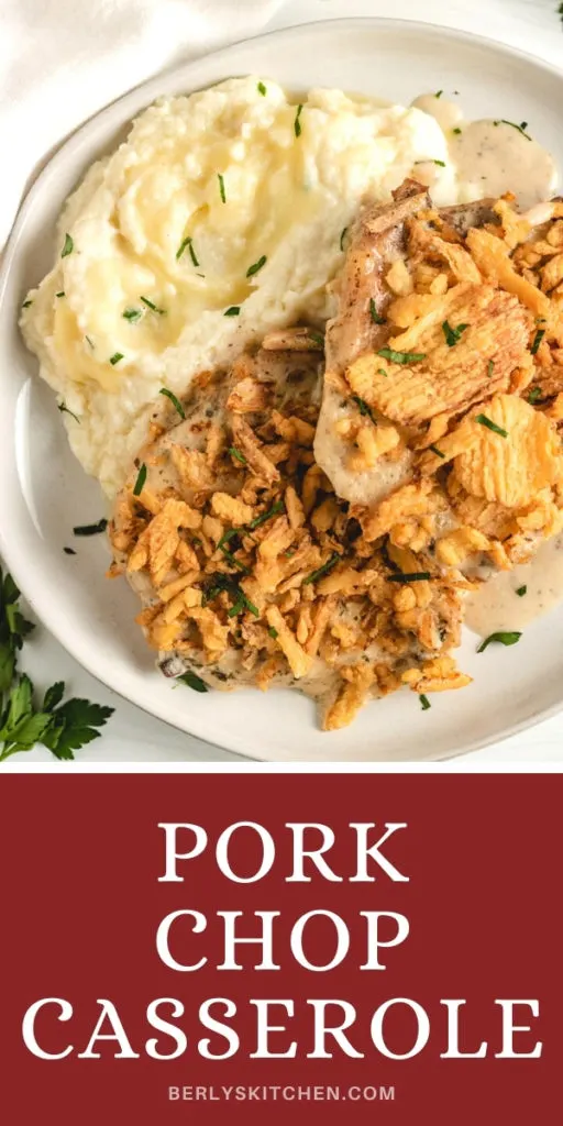 Top down view of pork chops on a plate.