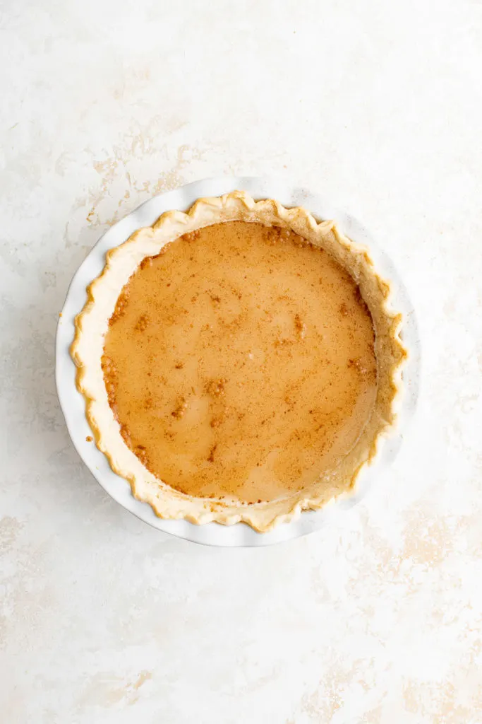 Top down view of unbaked water pie.