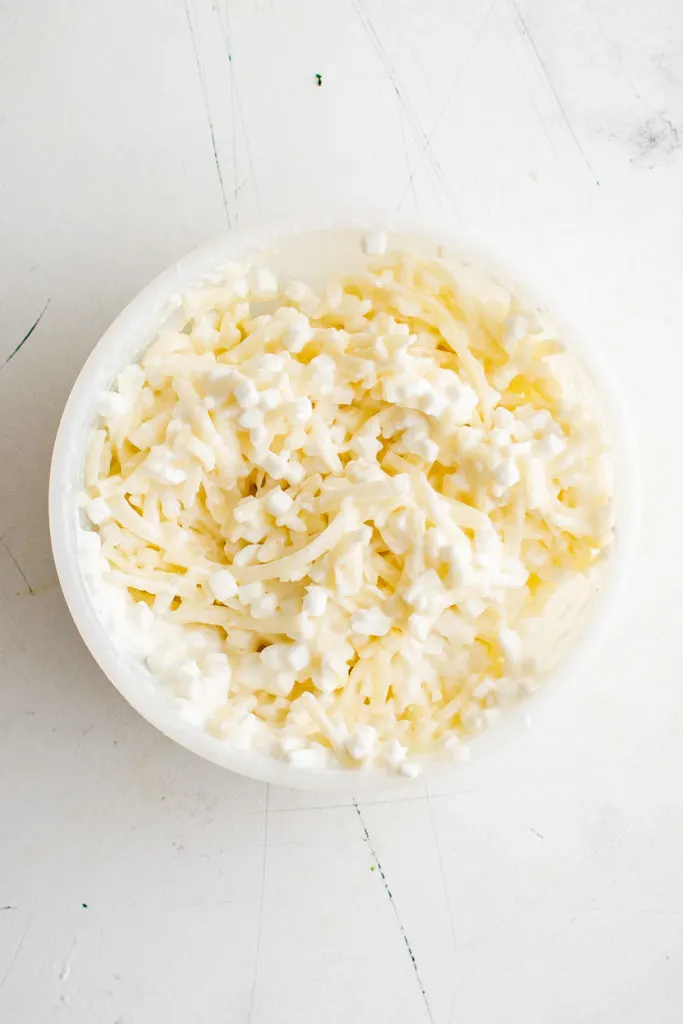 Cottage cheese mixture in a bowl.