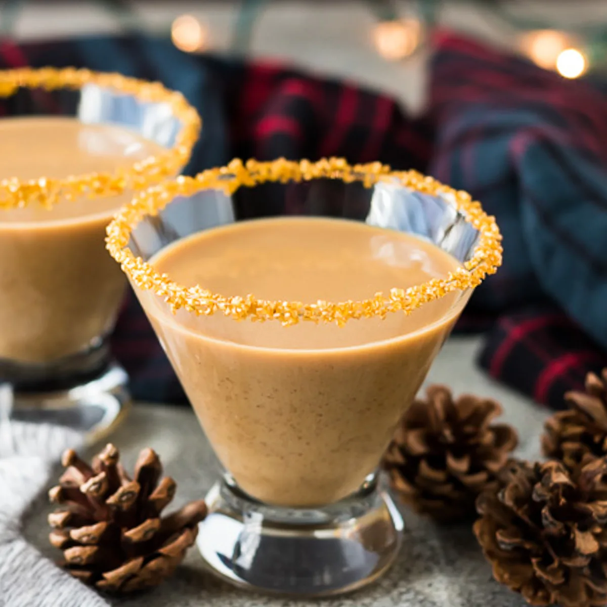 Gingerbread martini served in small glasses.