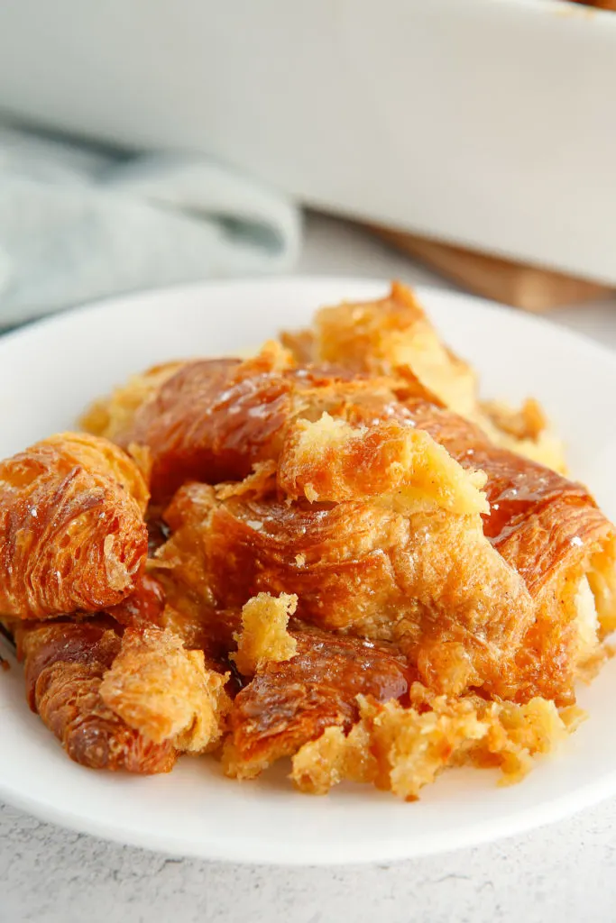 French toast bake on a white plate.