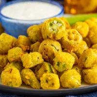 Fried okra on a plate.