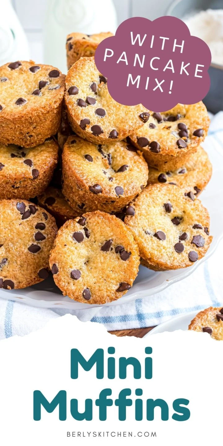 Plate full of mini muffins with chocolate chips.