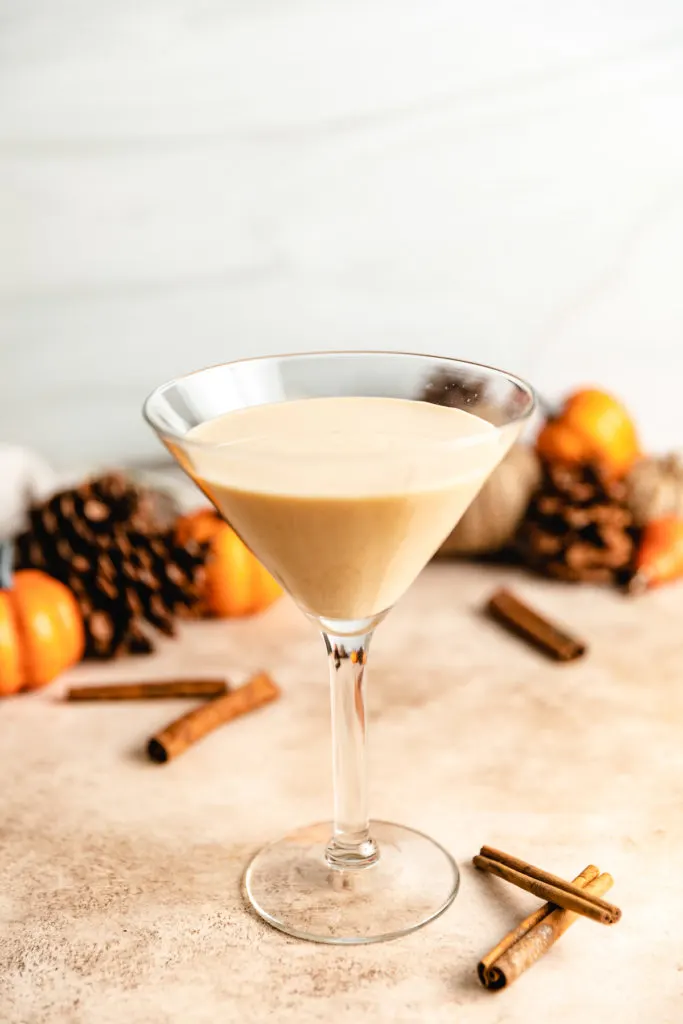 Pumpkin martini in a glass.