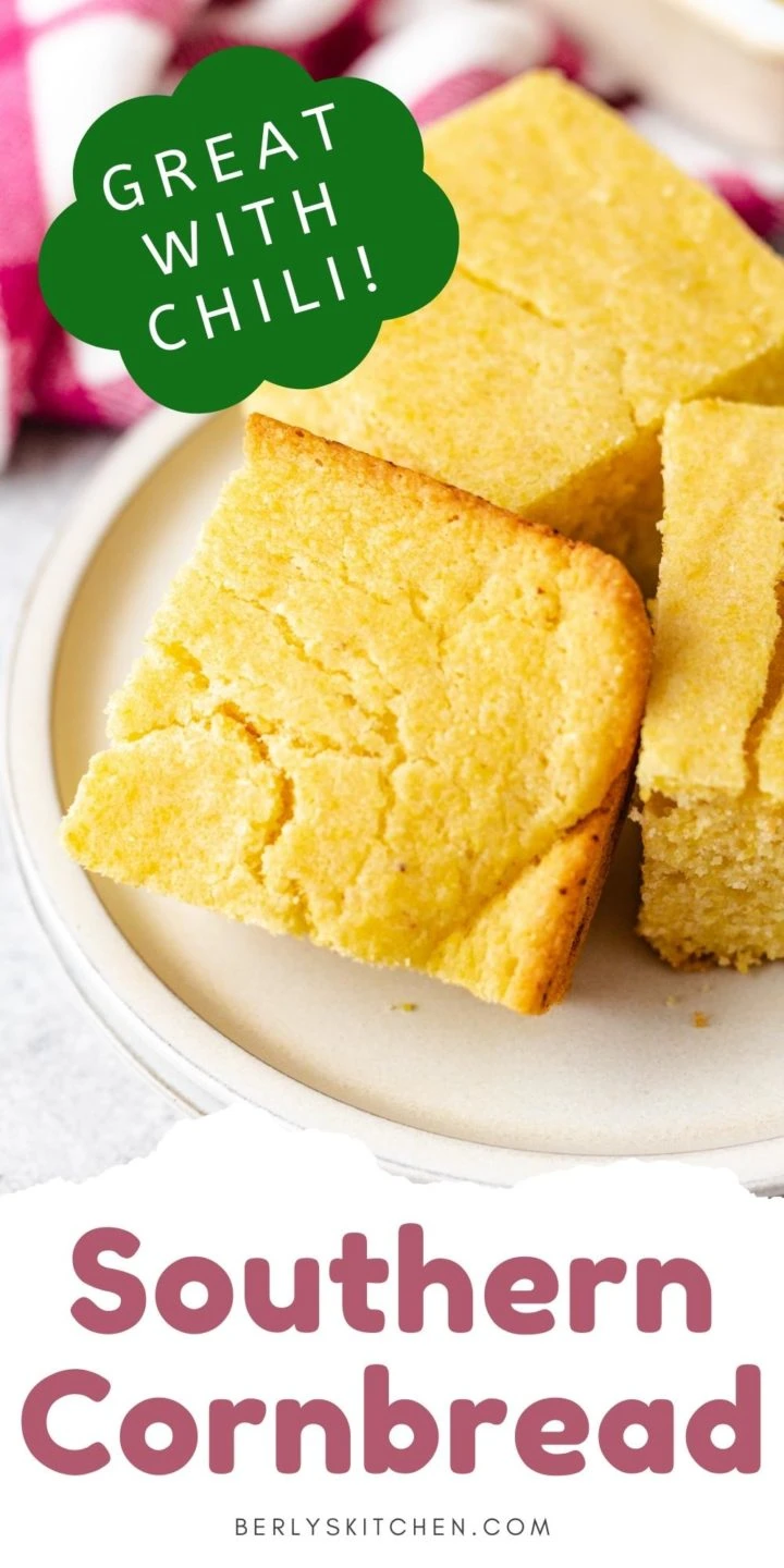 Cornbread slices on a plate.