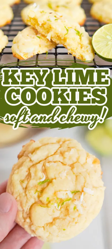 Collage of two pictures of key lime cookies.