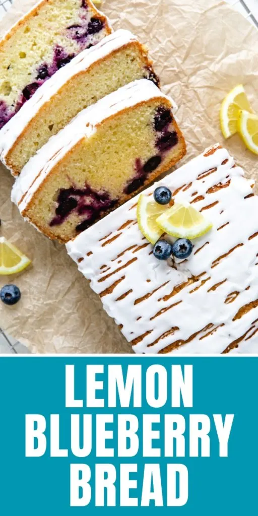 Top down view of a loaf of lemon bread.