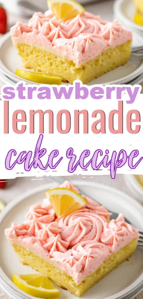 Two lemonade cake photos in a collage.