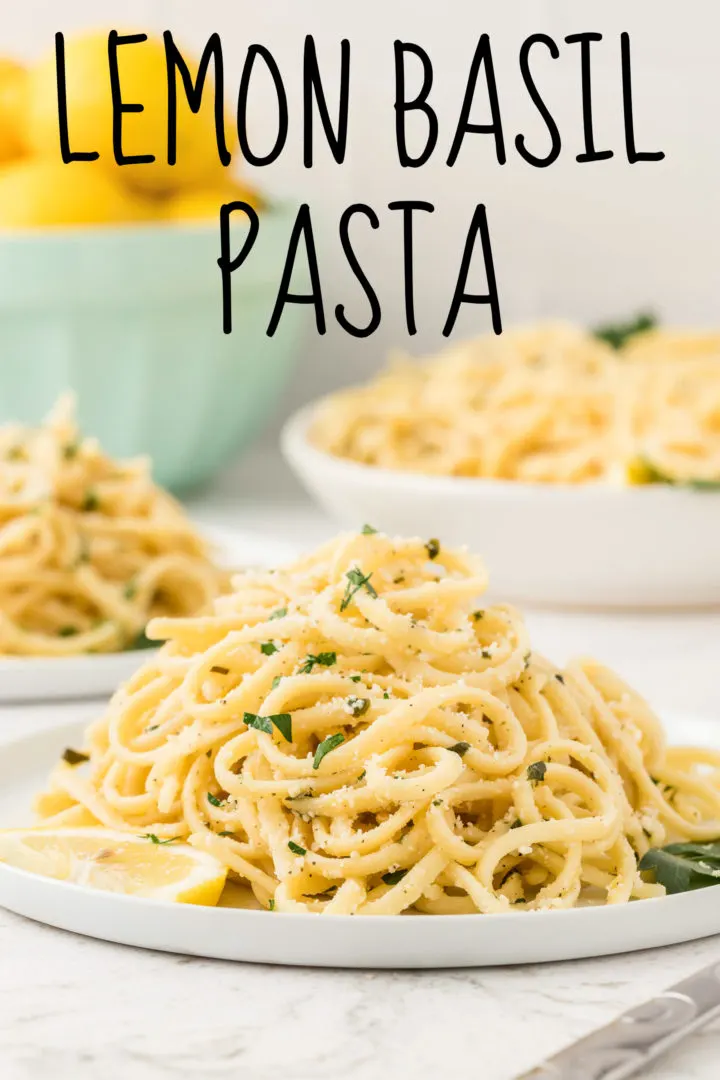 Pasta piled high on a plate.