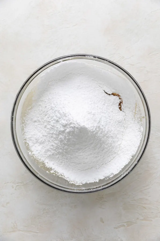 Sifted powdered sugar in a bowl.