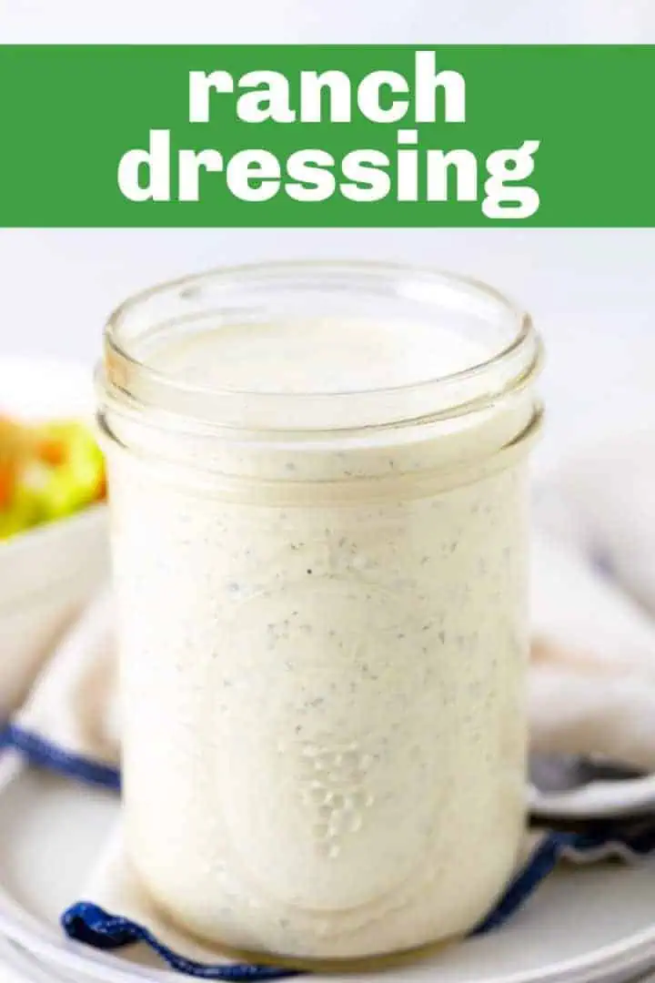 Jar of salad dressing.