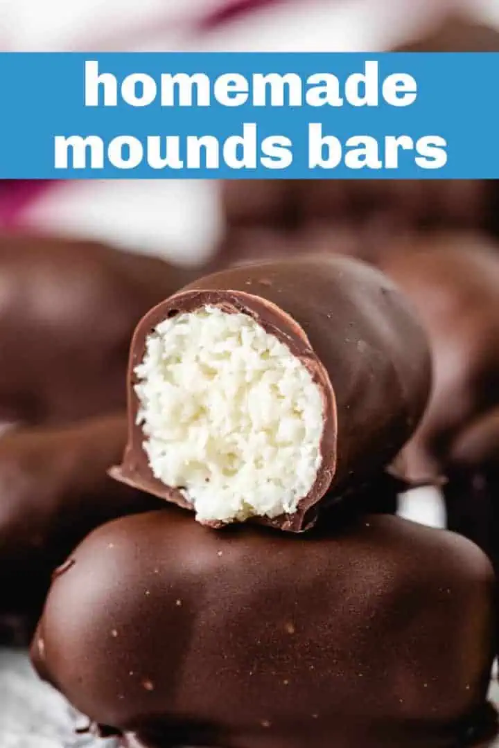 Close up view of half a homemade mounds bar.